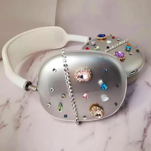 Miniatura 40 de MORWLAT Funda para AirPods Max con Diamantes de Imitación Brillantes Estrellas, Fundas Suaves Bonitas Transparentes y Brillantes para Mujeres