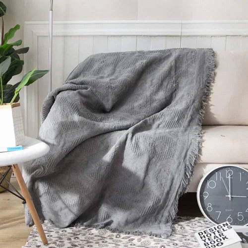 Miniatura 10 de SVIO-SOFACOVER - Manta de algodón con flecos para sofá, funda rústica de punto, reversible, 53.9 x 72.0 in