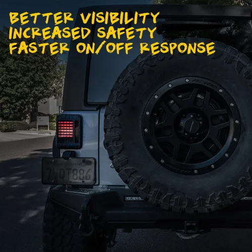 Miniatura 3 de Xprite Luces traseras LED con señal de giro de freno trasero y función de iluminación inversa, luces traseras de lente ahumada compatibles con Jeep