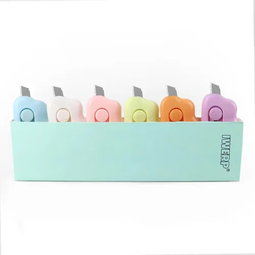 Miniatura 10 de Cortadores de cajas – Paquete de 3 abrecartas retráctiles, adorable cortador de papel pequeño de nube para llavero, bolsa de bolsillo, paquete