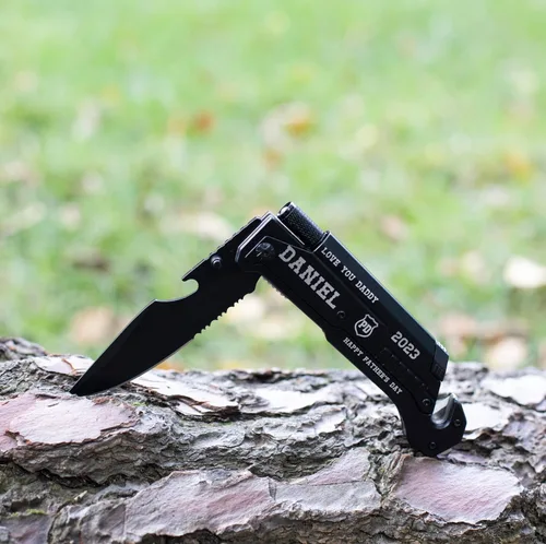 Miniatura 2 de Navaja de bolsillo grabada personalizada, regalo para hombres para el día del padre, negro, cuchillos de bolsillo personalizados, regalos de Navidad