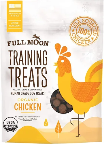 Full Moon - Golosinas de entrenamiento de pollo orgánico aprobado por USDA para perros, totalmente naturales y de grado humano, 175 golosinas, 6