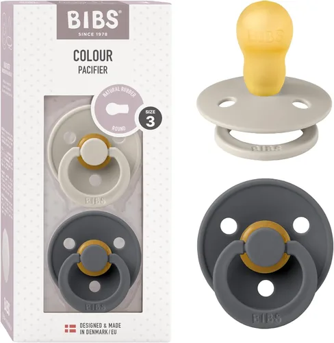 Miniatura 63 de BIBS - Paquete de 2 chupetes Bibs Colour, calmante, libre de bisfenol A, punta redonda, látex de goma natural Noche de vainilla