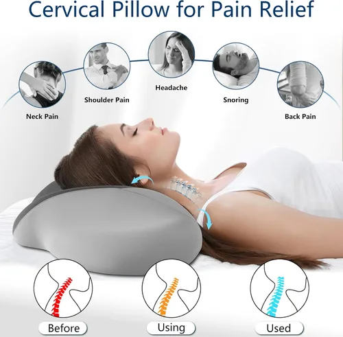 Miniatura 4 de Almohada cervical para dormir, almohada ergonómica de espuma viscoelástica para aliviar el dolor de cuello, almohadas para dormir de lado