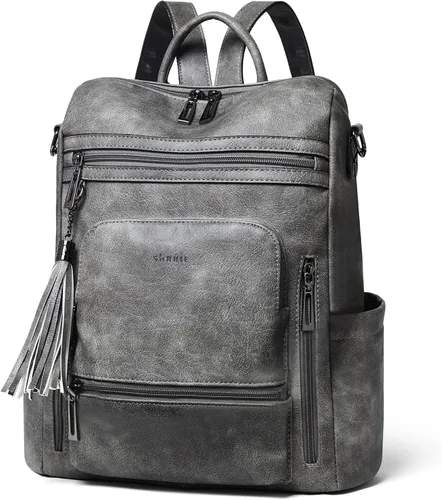 Miniatura 18 de Shrrie - Mochila vegana de cuero para laptop de 14 pulgadas para mujer, mochila de trabajo, mochila de moda, mochila de viaje, bolso para negocios