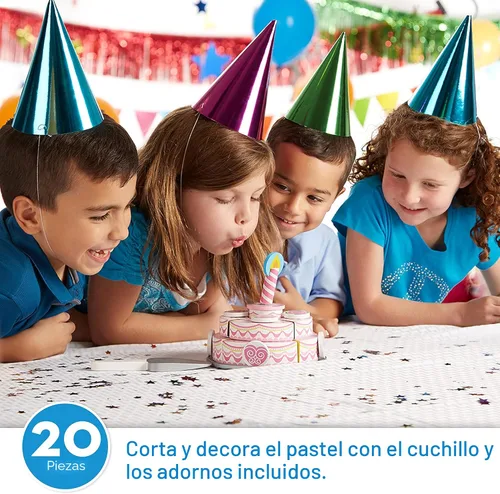 Miniatura 2 de Juguete de madera en forma de pastel de fiesta de tres capas Melissa & Doug, construcción robusta con pestañas autoadhesivas, gran regalo para niñas