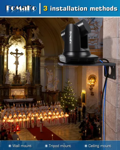 Miniatura 8 de Cámara PTZ FoMaKo 4K HDMI NDI AI con seguimiento automático Gen 3, zoom óptico 20X, cámara PTZ 4K para culto de la iglesia