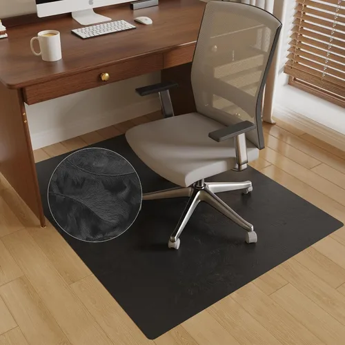Miniatura 14 de Tapete de oficina de 30 x 48 pulgadas para suelo de madera dura con diseño de plumas 3D, impermeable y antideslizante, tapetes de oficina para Negro