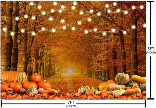 Miniatura 5 de SENDY Fondo de fotografía de hojas de bosque de arce de otoño de 7 x 5 pies, paisaje de calabaza, otoño, decoración de fiesta de Acción de Gracias