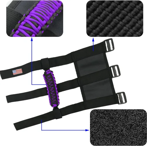 Miniatura 6 de Asas de agarre de barra enrollable con bandera de EE. UU., mango de agarre de paracaídas para Jeep Wrangler JK JKU JL JLU TJ CJ YJ y Gladiator JT