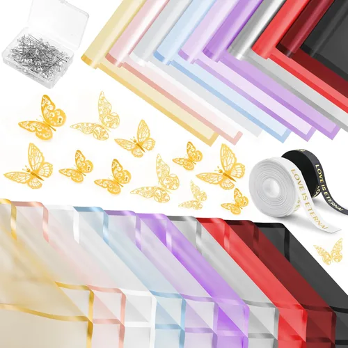 Miniatura 35 de NESCCI Papel de regalo de flores de 20 hojas, papel de regalo de ramo floral impermeable, suministros de floristería, papel de embalaje para boda