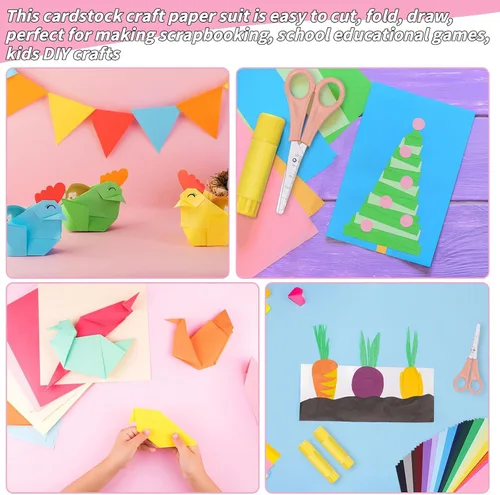 Miniatura 6 de Juego de 300 piezas de papel de construcción a granel de 8.5 x 11, 30 colores, cartulina de colores, papel de manualidades resistente para niños