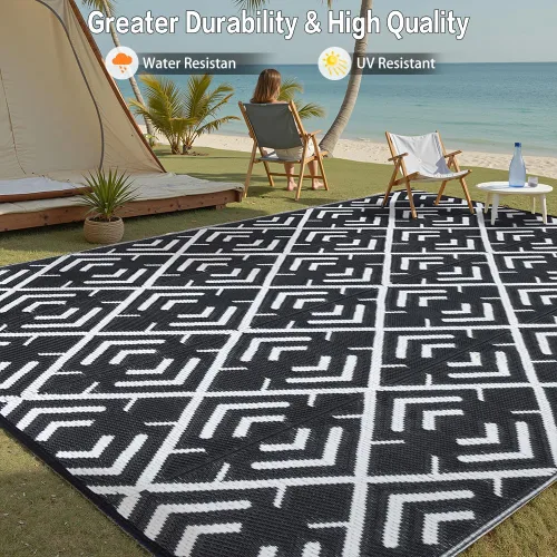 Miniatura 4 de HUGEAR Alfombras para exteriores, gran alfombra impermeable para exteriores, reversible, portátil, de plástico, para caravana, cubierta, camping