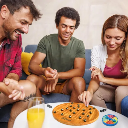 Miniatura 5 de Juego de ajedrez magnético, juego de mesa de madera dura de doble cara con 30 bolas magnéticas, desarrolla inteligencia, ejercicio cerebral
