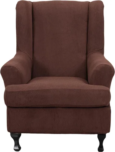 Miniatura 22 de NILUOH Funda para silla Wingback, 2 piezas, fundas elásticas de elastano para silla con respaldo de ala, funda lavable para sillones con respaldo