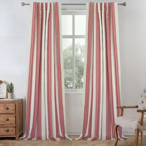 Miniatura 14 de DriftAway Chris Linen - Cortinas opacas con capa térmica y reductora de sonido, 63 pulgadas de largo para dormitorio, cortinas estampadas a rayas