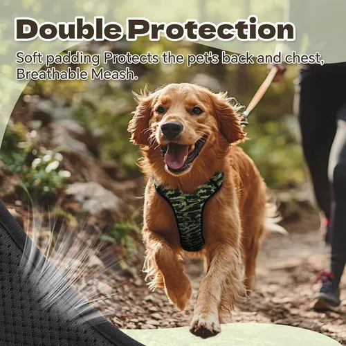 Miniatura 5 de Arnés para perro sin tirones, chaleco reflectante ajustable con clip delantero/trasero, asa de fácil control para perros de tamaño mediano, grande