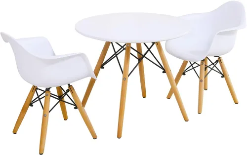 Miniatura 10 de Costzon Juego de mesa y silla para niños, juego de mesa de estilo moderno de mediados de siglo con sillones para niños pequeños, juego de mesa