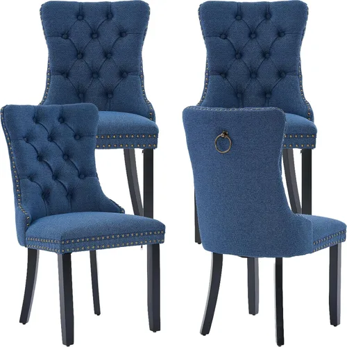 Miniatura 9 de Sillas de Comedor Juego de 4 sillas de comedor tapizadas de lino, sillas de comedor modernas de mediados de siglo, sillas de cocina y comedor