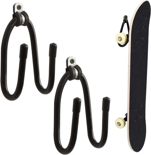 Soporte de pared ajustable para patineta, soporte de gancho para guitarra, patinetas, longboards, esquís, tablas de snowboard, esquís acuáticos y más