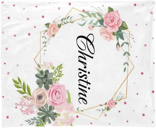 Miniatura 5 de Manta de bebé personalizada con nombre para niñas, mantas con nombre de bebé floral personalizadas para bebés, recién nacidos