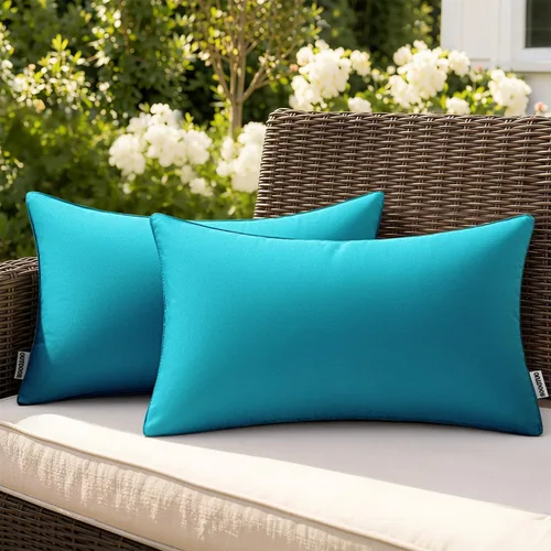 Miniatura 50 de MIULEE - Juego de 2 fundas de almohadas decorativas para exteriores, impermeables, cuadradas, para jardín, para cenador de primavera, tienda de Negro