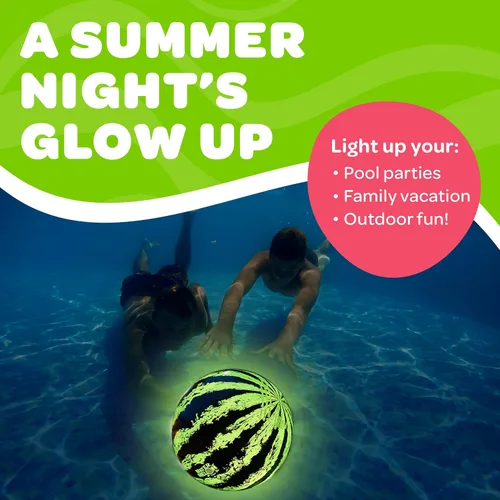 Miniatura 7 de Watermelon Ball Lit - Juguete de piscina que brilla en la oscuridad para niños de 8 a 12 años, adolescentes y adultos, juego de piscina de 9