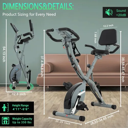 Miniatura 8 de BARWING Bicicleta de Ejercicio Estática para Entrenamiento en Casa, Bicicleta de Interior Plegable de 5 en 1 para Personas Mayores, Capacidad