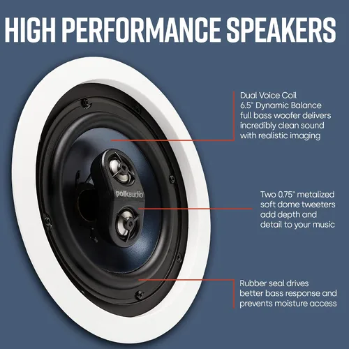 Miniatura 2 de Polk Audio RC6s - Altavoz estéreo en techo de 6.5 pulgadas Doble canal desde una sola ubicación Perfecto para colocación húmeda y húmeda