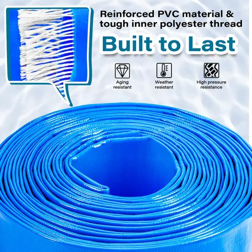 Miniatura 3 de Jin&Bao Manguera de retrolavado de piscina de 2 pulgadas x 25 pies, manguera de descarga plana reforzada resistente, manguera de drenaje resistente