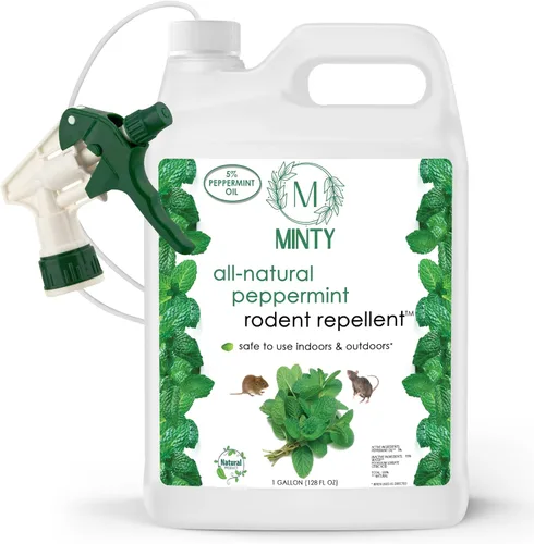 Minty Repelente de roedores, espray de aceite de menta natural al 5% para ratones, ratas, ardillas y roedores, en interiores y exteriores, uso en