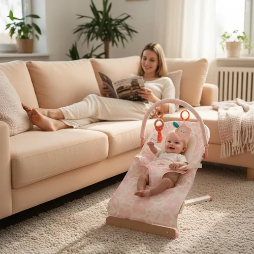 Miniatura 2 de Tiny Marvels Mecedora de bebé, Asiento de gorila de 3 puntos para bebé recién nacido y niño pequeño, Silla de columpio portátil para bebé con Floral