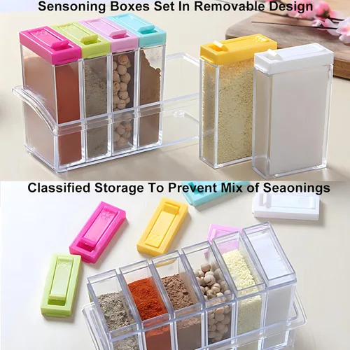 Miniatura 3 de Juego de 12 tarros coloridos para especias y salero y pimentero, juego de condimentos, estuche dispensador de especias de plástico, botella