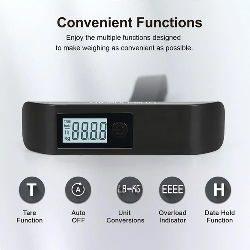 Miniatura 2 de Travel Inspira Báscula de equipaje, báscula digital de equipaje, báscula de equipaje con pantalla LCD retroiluminada, 110 libras110.2lbs, batería