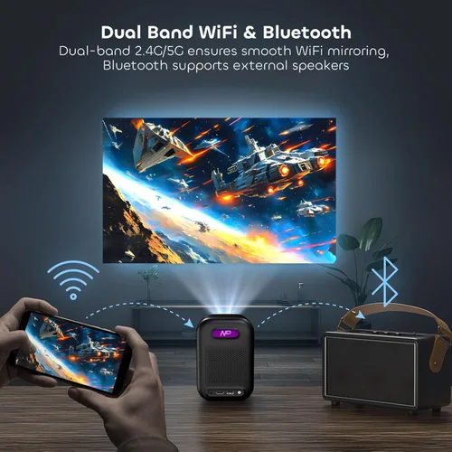 Miniatura 8 de Proyector de TV Google con WiFi Bluetooth, Soporte Full Ultra HD 1080P 4K, Proyección Inteligente para Cine en Casa, Mini Proyector Portátil al Aire