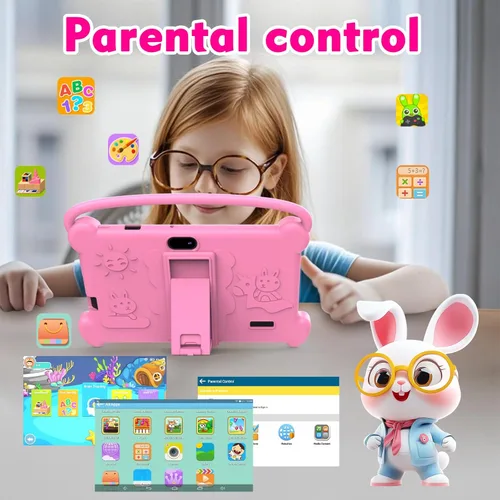 Miniatura 4 de Tableta para Niños de 7 pulgadas 3-9 para Niños, 32GB ROM Niños Pequeños con Estuche a Prueba de Golpes, Software Android para Niños Instalado Rosa