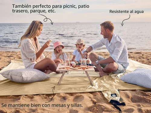 Miniatura 4 de WEKAPO Manta de Playa Resistente a la Arena e Impermeable, Alfombrilla de Playa Extra Grande, Alfombrilla Sin Arena de Tamaño Grande y Compacta