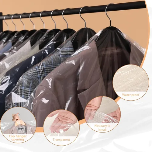 Miniatura 3 de Bolsas de ropa para colgar ropa, 90 bolsas de limpieza en seco, bolsas de limpieza en seco de plástico transparente de 35.4 pulgadas, cubierta