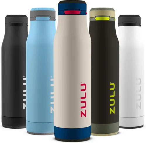 Miniatura 9 de Botella de agua con aislamiento al vacío de acero inoxidable ZULU Ace con pico para tragar, tapa con cierre a prueba de fugas y base extraíble