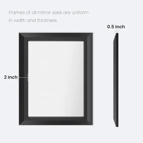Miniatura 7 de Amorho Espejo de Baño Negro, Espejos de Pared de 24x30 Pulgadas con Marco de Metal Grueso para Sobre el Fregadero, Dormitorio, Sala de Estar