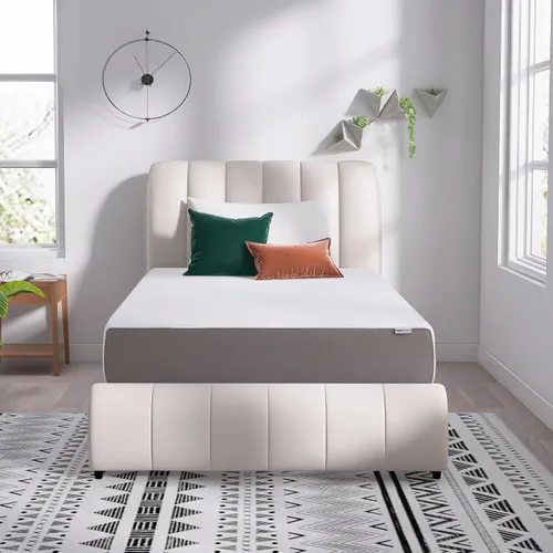 Miniatura 12 de Amazon Basics Colchón de espuma viscoelástica, sensación suave y mullida, 6 pulgadas, individual, blanco/gris