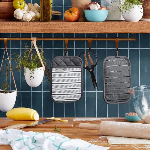 Miniatura 2 de KitchenAid Albany - Juego de 2 soportes para ollas, color gris carbón, 7 x 10 pulgadas Gris antracita