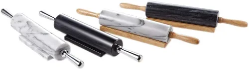 Miniatura 6 de JEmarble Asas de madera negra (calidad premium), superficie pulida de 18 pulgadas (barril de 10 pulgadas), piedra auténtica, antiadherente, ahorra