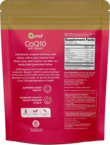Miniatura 12 de Qunol CoQ10 200 mg Gomitas Blandas, Suplemento de Coenzima Q10 de Fuerza Extra y Ultra Alta Absorción, Suplemento Recomendado por el #1 Cardiólogo
