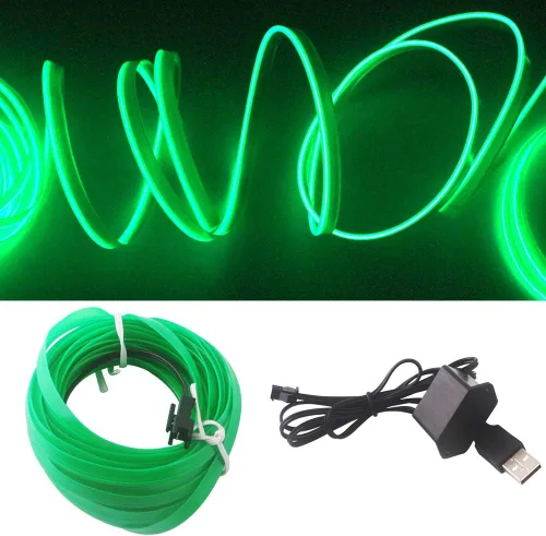 Miniatura 11 de Cable electroluminiscente de luz de neón de 16 pies y 12 V con protección de fusible para decoración interior de automóvil con borde de costura
