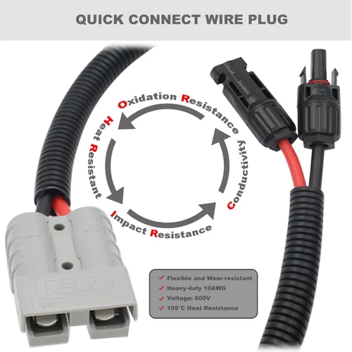Miniatura 3 de COMeap Conector de panel solar para Anderson 10AWG, compatible con MC-4 a 50A/600 V Anderson Cable de extensión de carga para generador solar