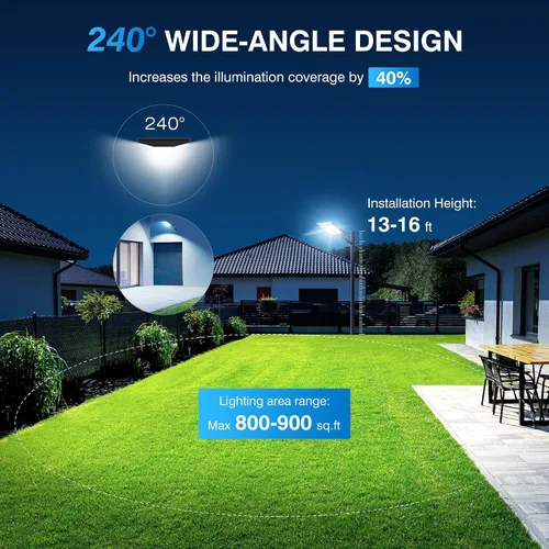 Miniatura 2 de OKPRO Farola solar de 5000 W para estacionamiento al aire libre, gran angular IP66 impermeable, 6500 K del atardecer al amanecer, LED con sensor