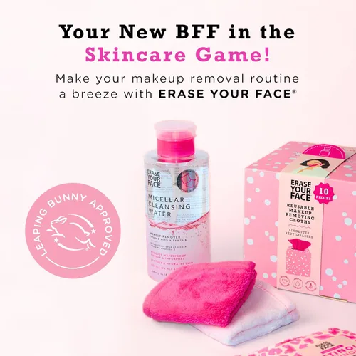 Miniatura 8 de ERASE YOUR FACE Paños removedores de maquillaje, toallas faciales de microfibra reutilizables para limpiar y quitar el maquillaje, activadas por