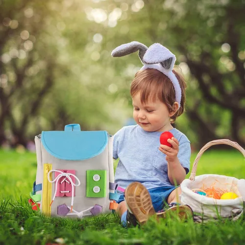 Miniatura 6 de Busy Board - Mochila para niños pequeños con hebillas y juguetes de actividades de aprendizaje, desarrolla habilidades motoras finas y habilidades