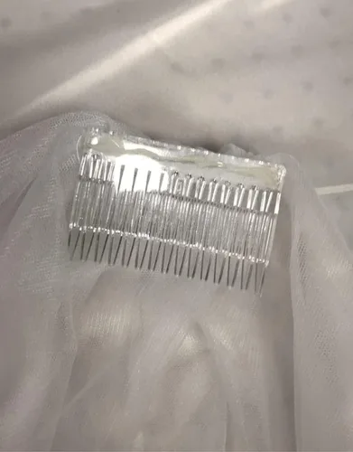Miniatura 3 de Fivsole Velo de novia de tul con peine de 2 niveles, elegante, corto, velo de boda